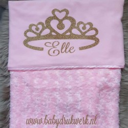 Baby deken bedrukt met naam en tiara